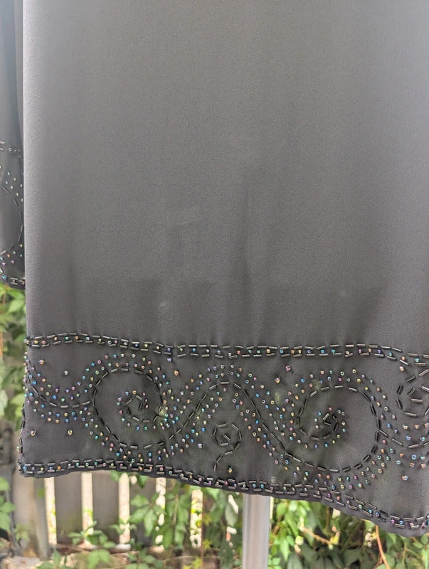 Vintage Ann Harvey Sheer Beaded Evening Jacket Black UK22