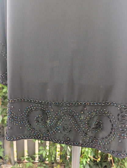 Vintage Ann Harvey Sheer Beaded Evening Jacket Black UK22