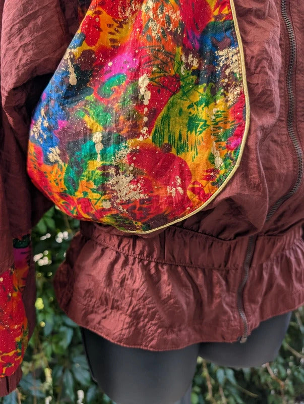 Vintage 1980s EVR Div Rousso Metallic Shell Jacket Paint Splatter