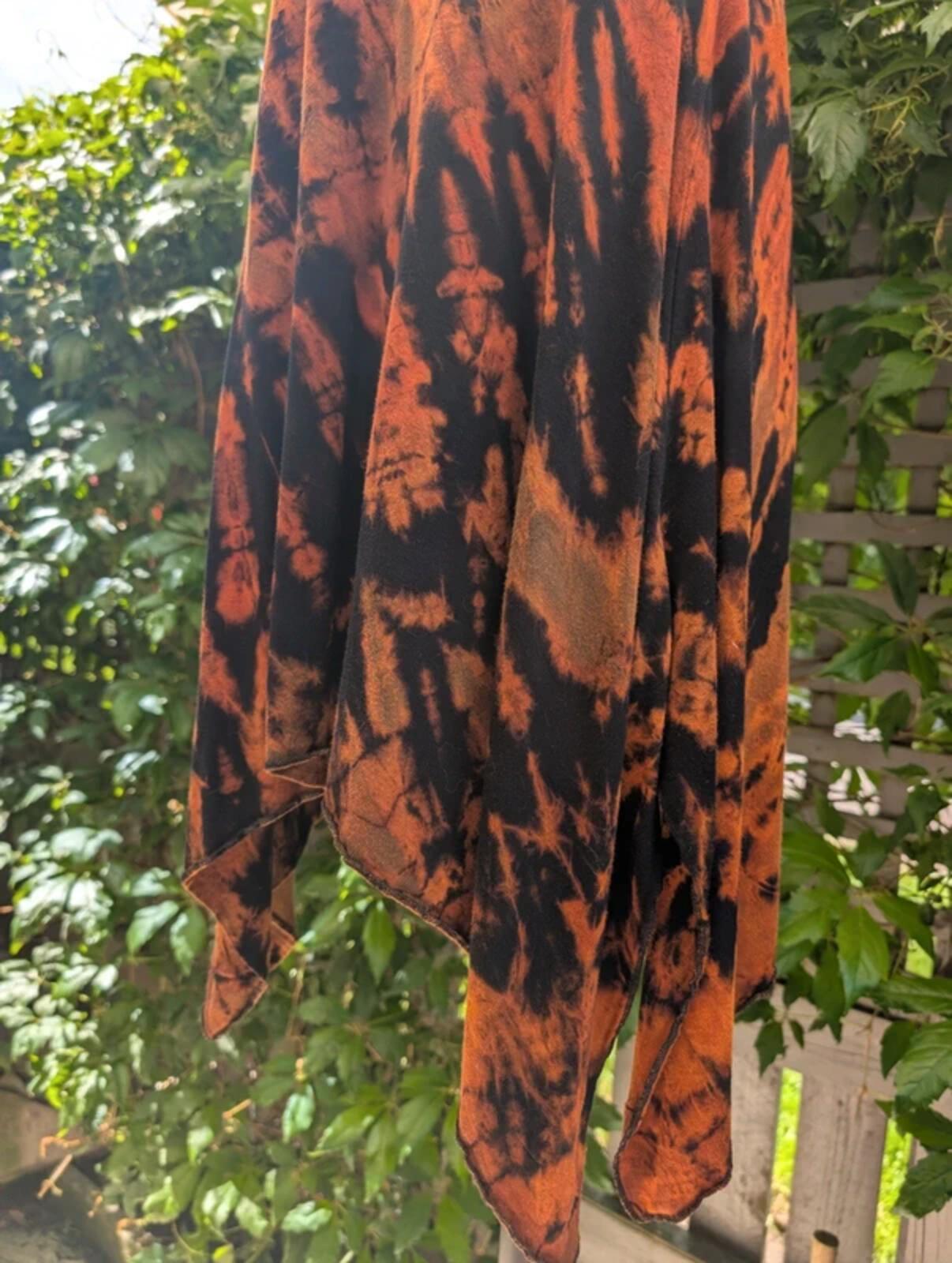 Vivo Tie Dye Longline Top Orange Black Medium