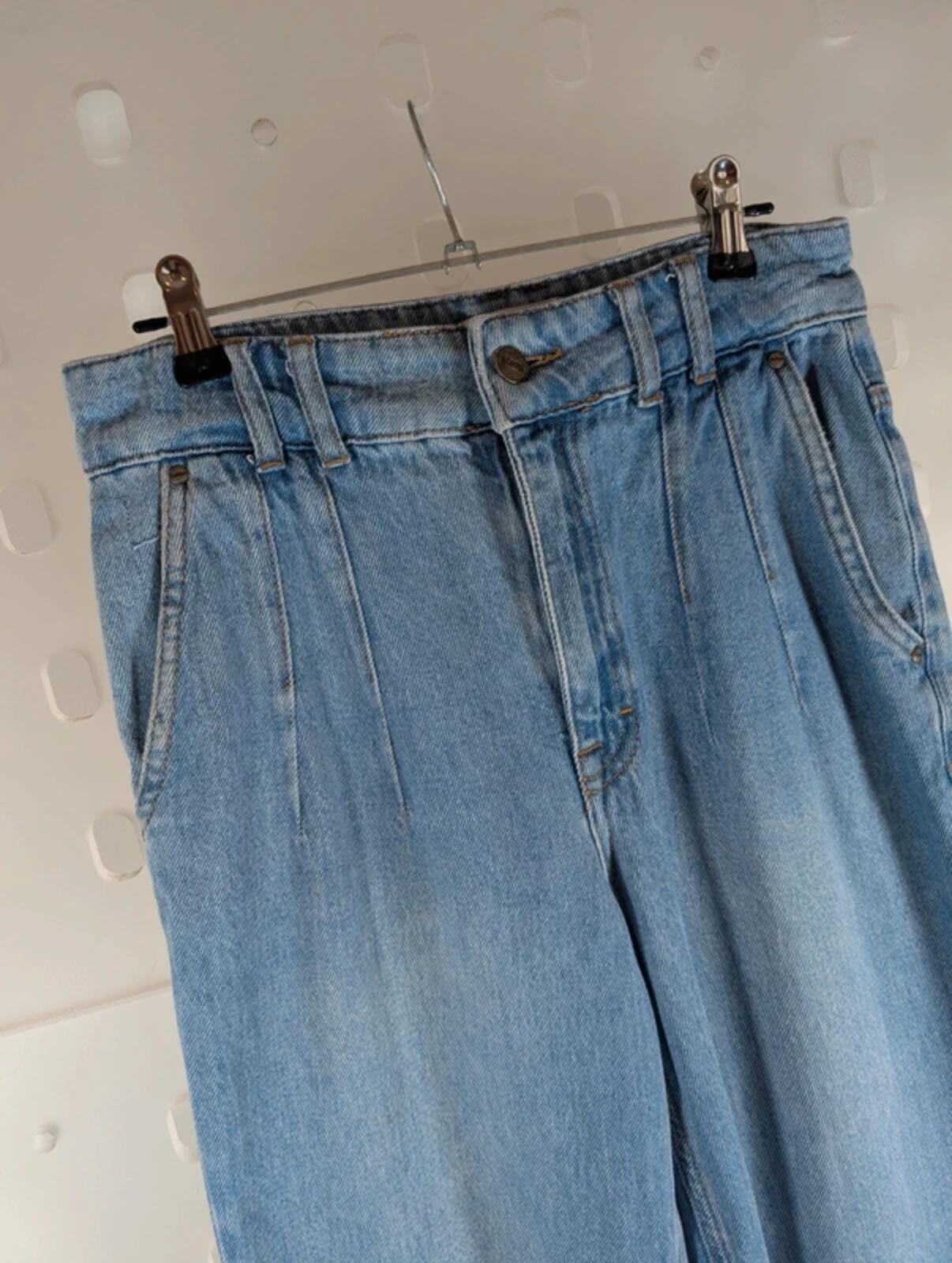 Numph NuStormy High Waist Mom Jeans UK8 Cotton Pleated Front
