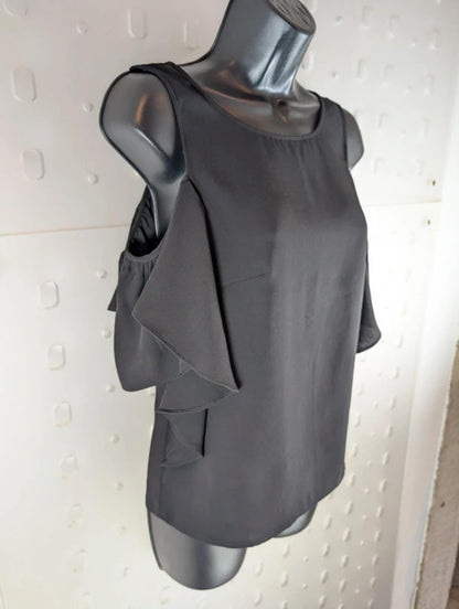 Guess Black Off Shoulder Frill Top XL