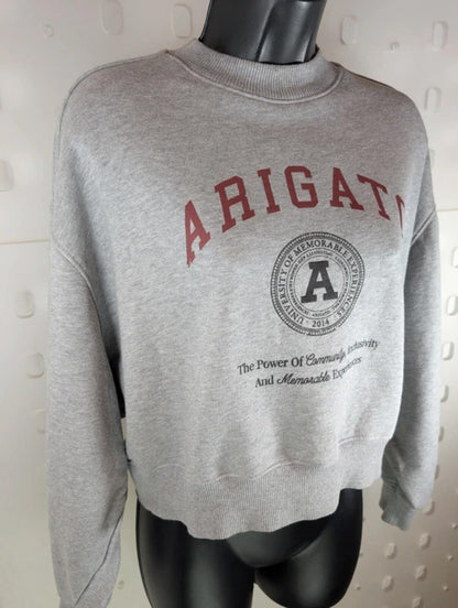 Axel Arigato Cropped Oversized Sweatshirt Grey Marl Small