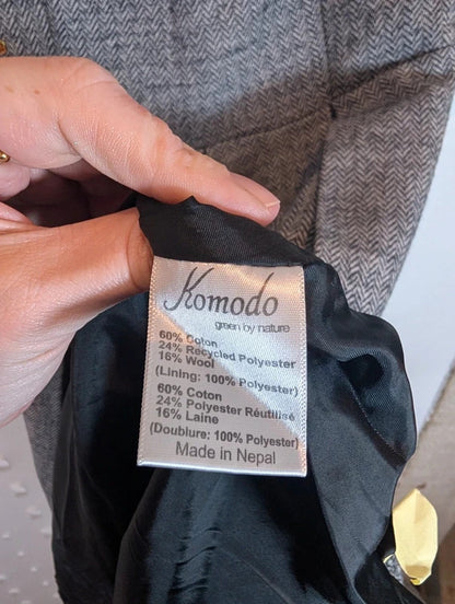 Komodo Grey Cotton Wool Fit & Flare Dress Size 1 UK8