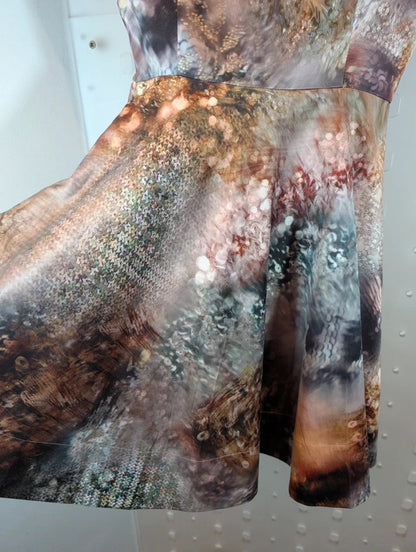 Ted Baker Sequin Print Fit & Flare Dress Size 3 UK12