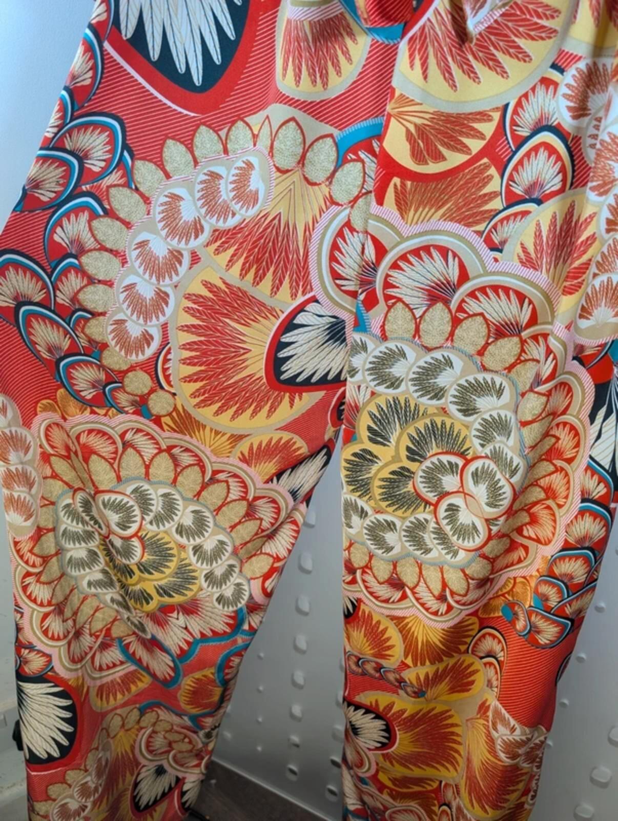 Traffic People Printed Jumpsuit Oriental Style Wide Leg Size S