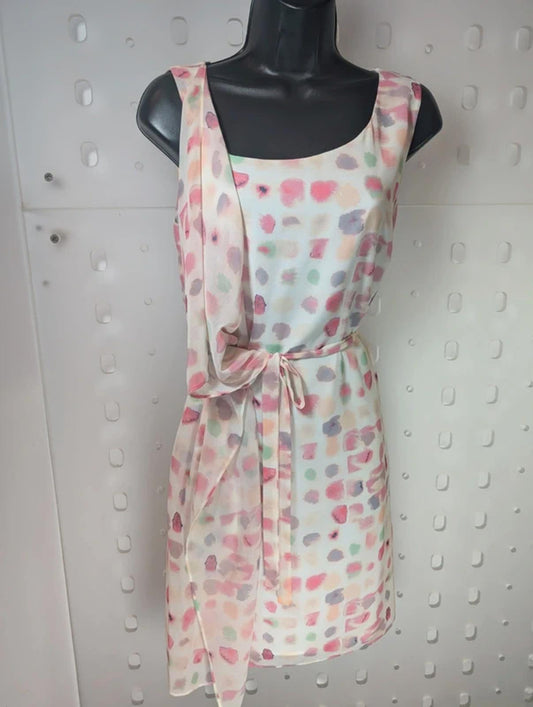 Armani Exchange Pastel Chiffon Dress UK 8 Shawl Detail Belted