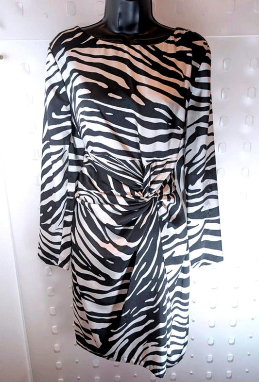 Oui zebra print twist-front dress – UK 16