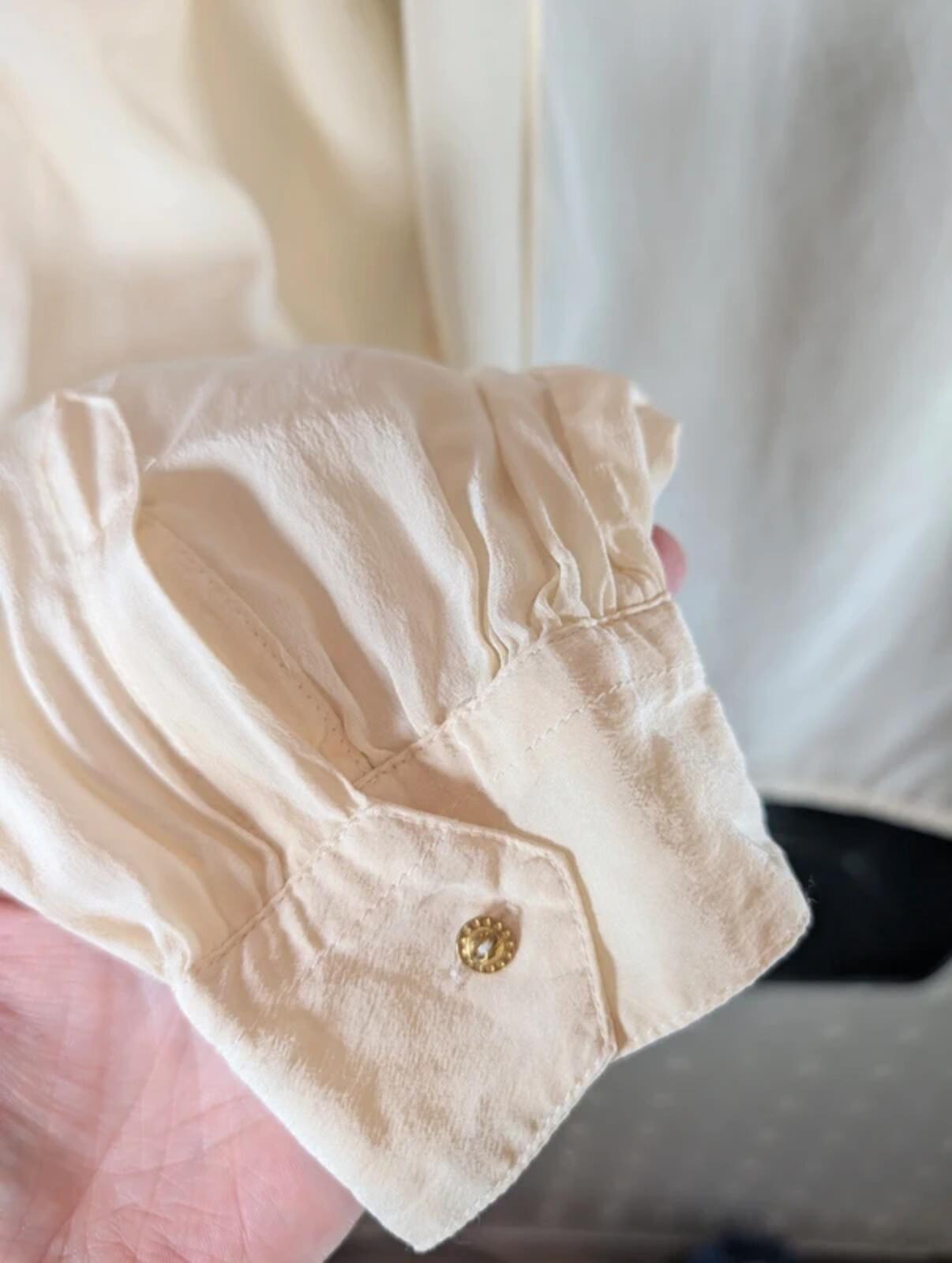 Whistles 100% Silk Blouse Cream Bow Neck UK14