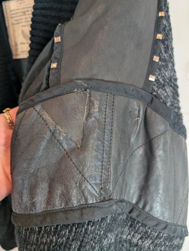 On The Road Oversized Mixed Media Biker Jacket L