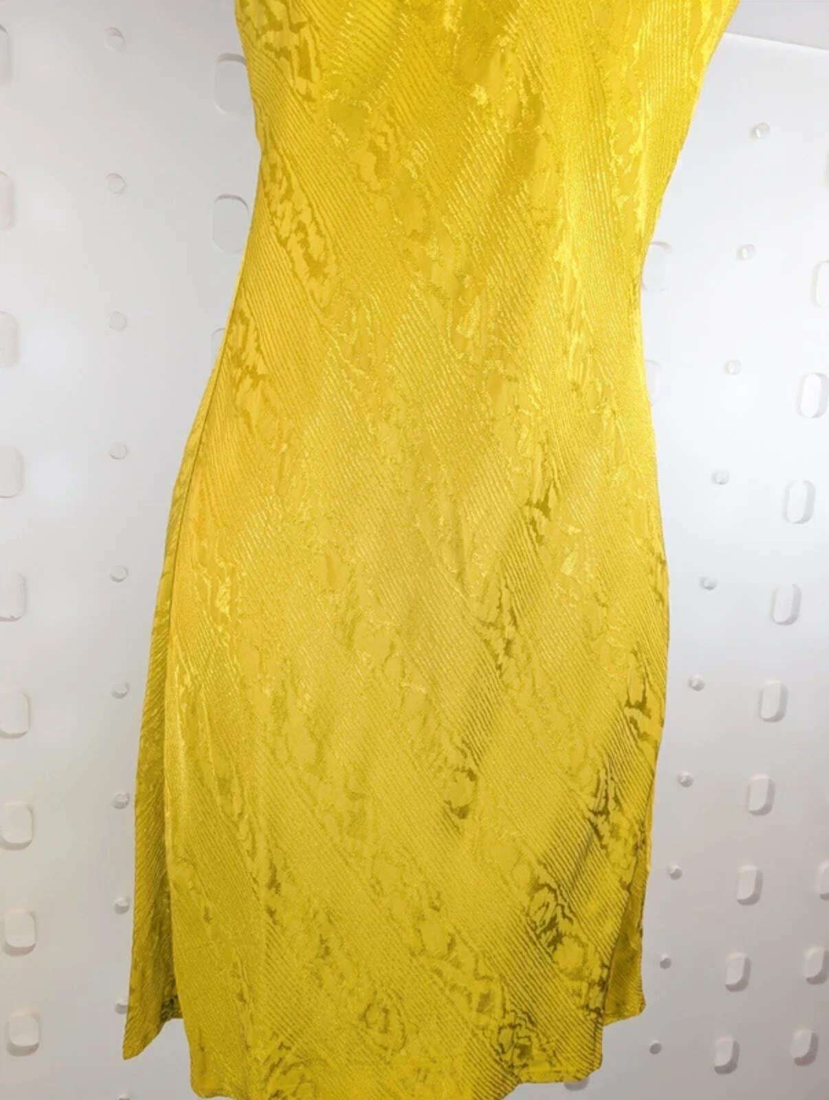 Topshop Satin Slip Mini Dress Yellow UK10