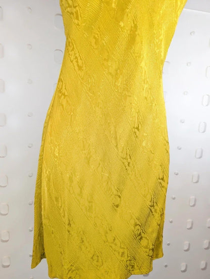 Topshop Satin Slip Mini Dress Yellow UK10