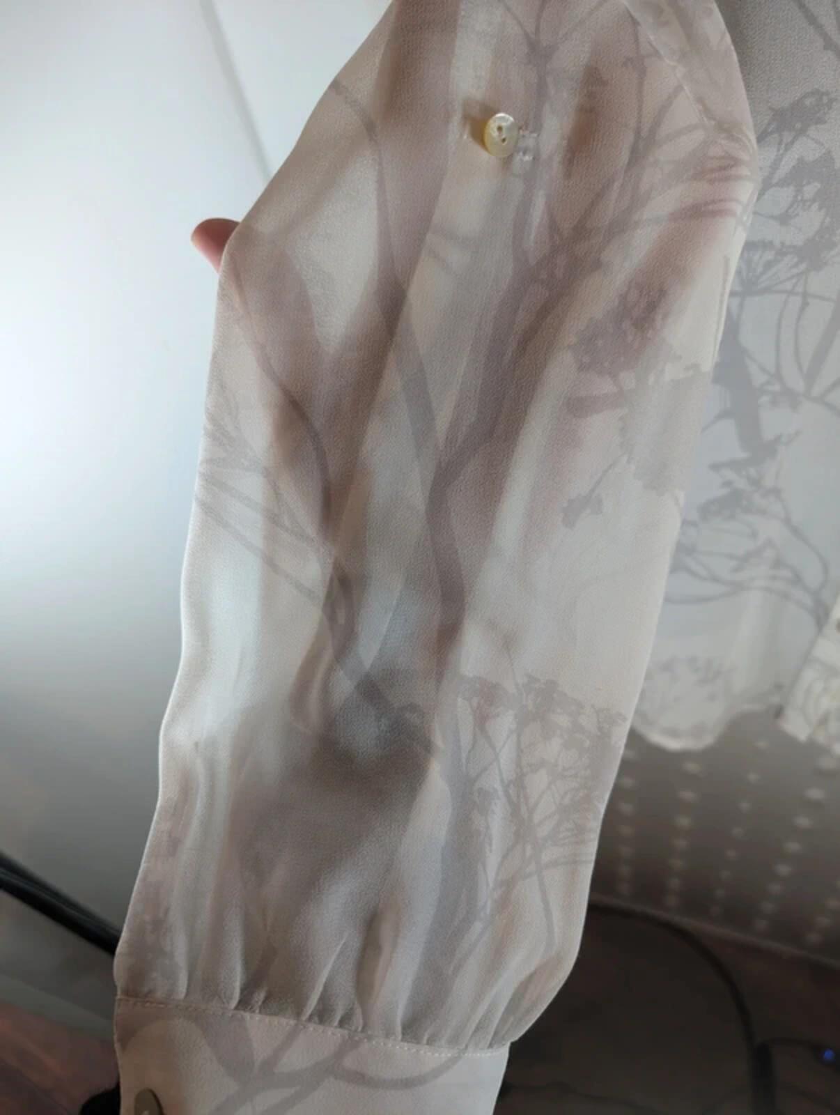Mint Velvet Elderflower Print Sheer Blouse White UK12