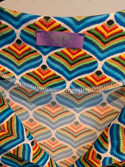 Onjenu 60s Print Stretch Micro Mini Dress Tunic UK10