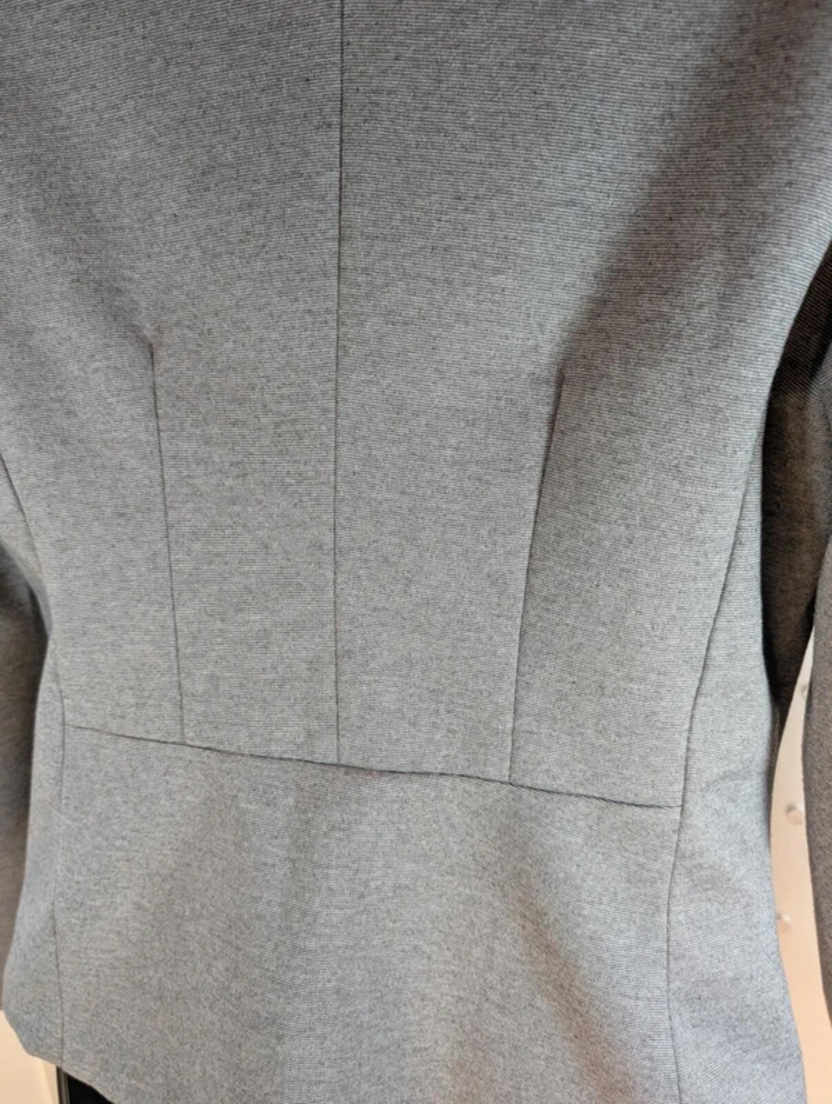 Fitted Military Style Jacket Grey Structured Blazer Statement Buttons Size S