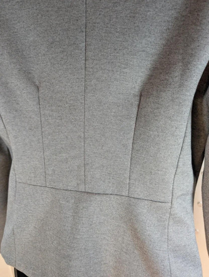 Fitted Military Style Jacket Grey Structured Blazer Statement Buttons Size S