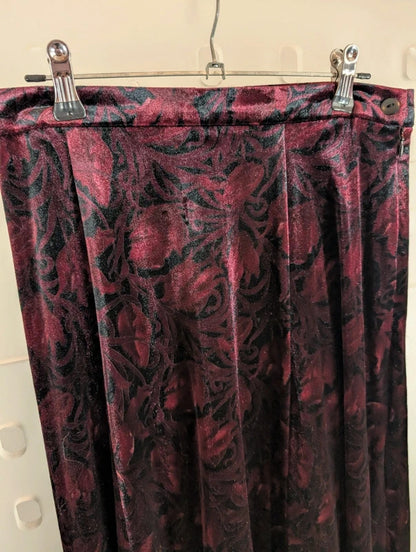 Vintage Alexon Burgundy Velvet Maxi Skirt UK10/12 Made in Great Britain