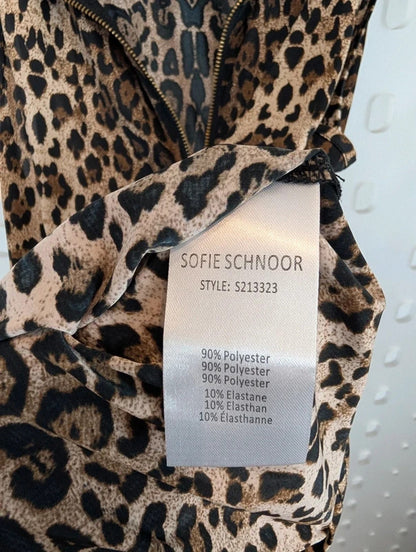 Sofie Schnoor Leopard Print Zip Sleeveless Top M