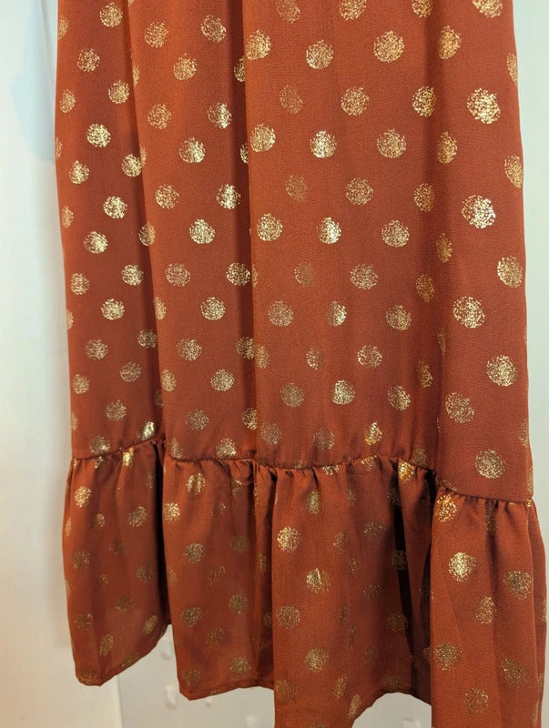 Sweewë Paris Rust Copper Midi Dress Size S