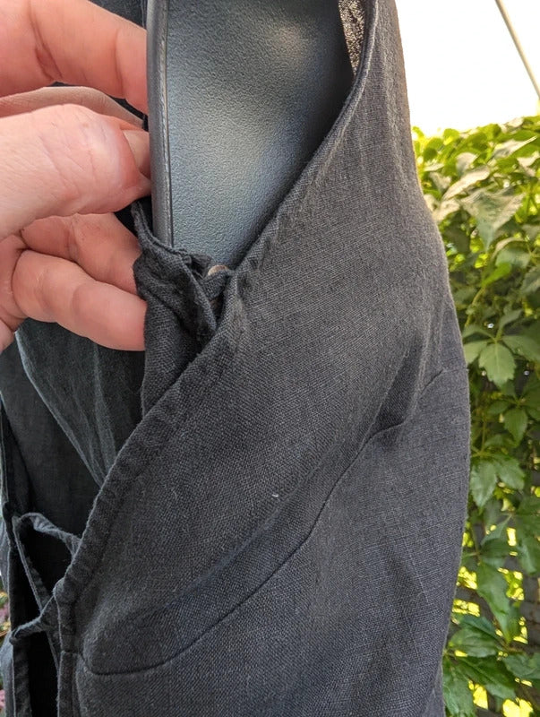 Wrap Black Linen Blend Tie Back Top UK6 Petite