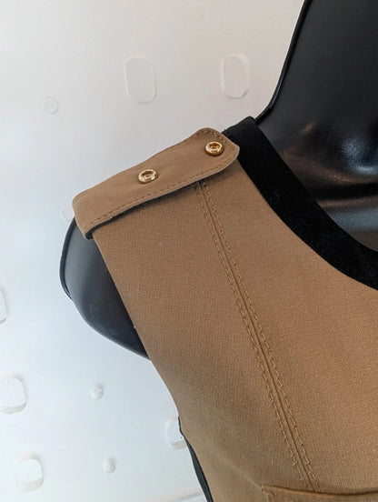 Adolfo Dominguez Camel & Black Zip Front Utility Dress EU42 UK14