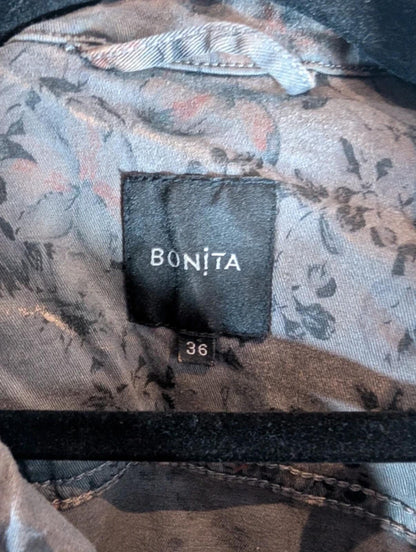 Bonita Floral Denim Jacket Grey Rose Print EU36
