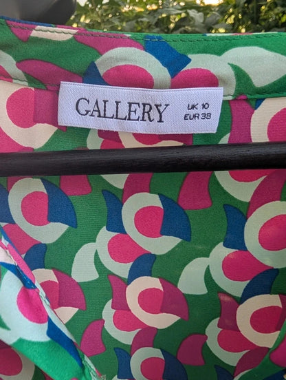 Gallery Geometric Print Shirt Green Blue UK10