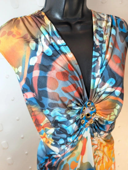 Joseph Ribkoff Draped Top – Eyelet Detail – UK 18 Stretch Jersey