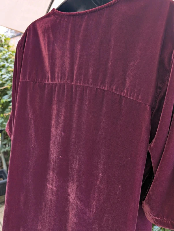 Free People Embroidered Velvet Mini Dress Burgundy Large