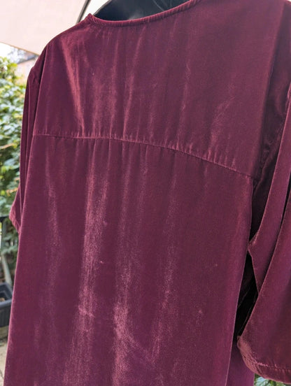 Free People Embroidered Velvet Mini Dress Burgundy Large