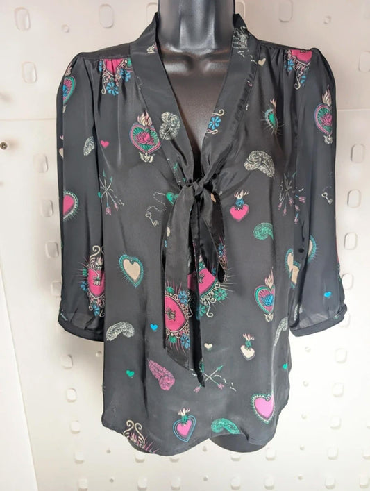 Stardust London "Betty" Blouse - Sacred Heart Print - XS