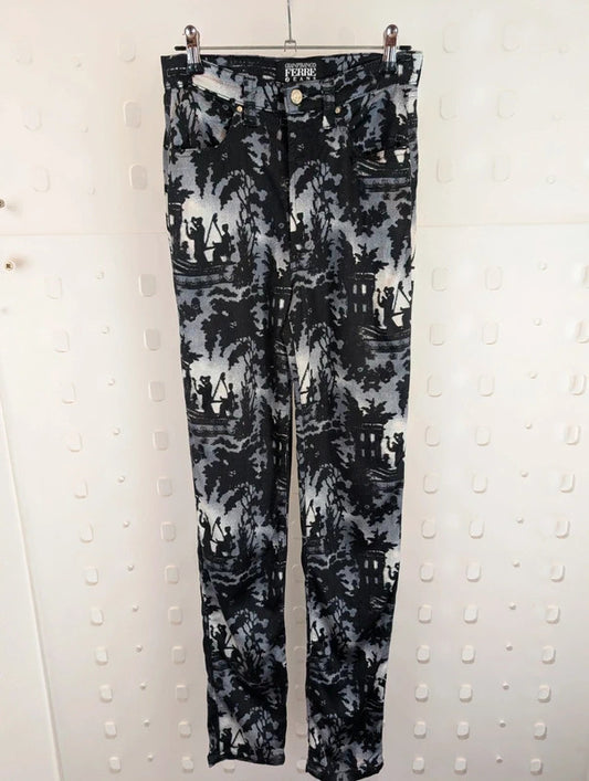 Vintage Gianfranco Ferré Jeans Printed Skinny Trousers 26 IT40 Made in Italy