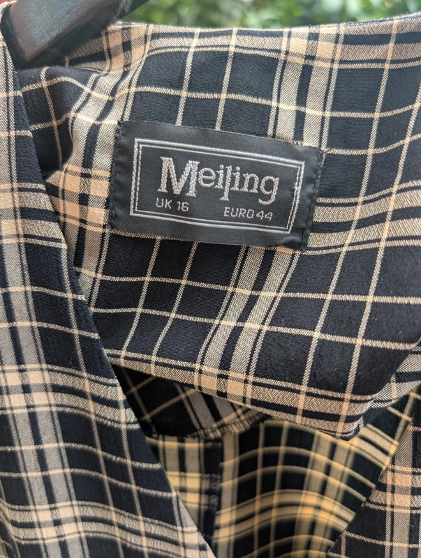 Vintage Meiling Check Longline Sleeveless Shirt UK16