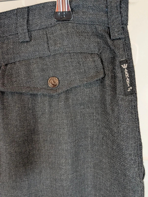 Vintage Armani Jeans Grey Wool Blend Skirt Made in Italy UK12/14
