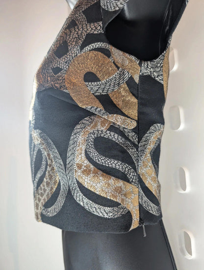 Ted Baker Snake Print Jacquard Crop Top – Size 0 (Best for UK 4–6)