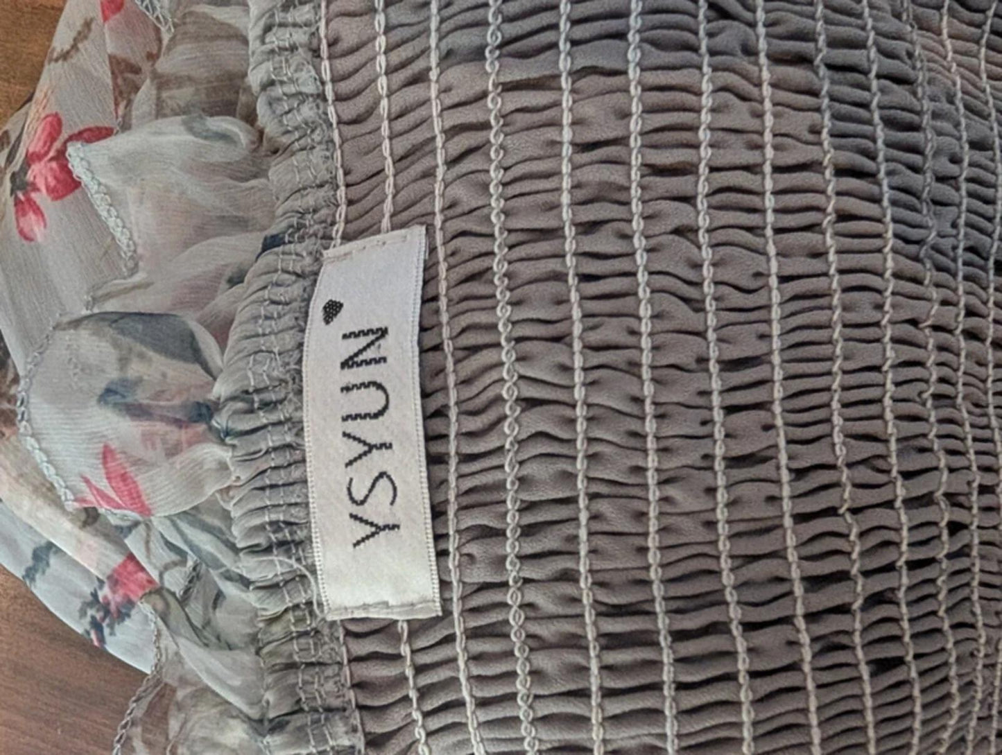 Sheer Floral Co-Ord Set Shirred Crop Top & Wide Leg Trousers Boho XS