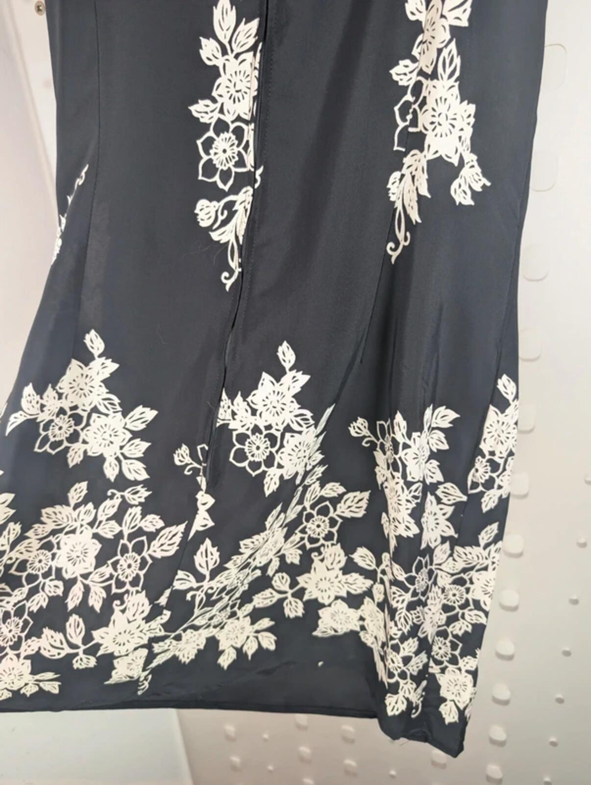 Vintage St Michael Floral Slip Dress Black White 90s UK12/14