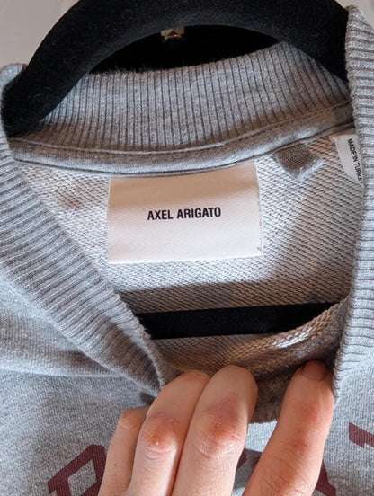 Axel Arigato Cropped Oversized Sweatshirt Grey Marl Small