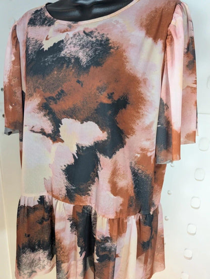 Saint Tropez Cana Mesh Peplum Blouse Print XXL