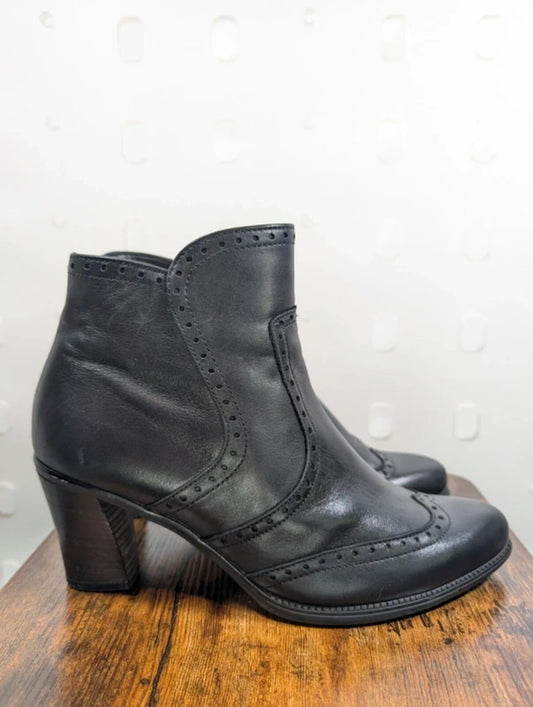 Gabor Leather Brogue Ankle Boots Black UK5.5