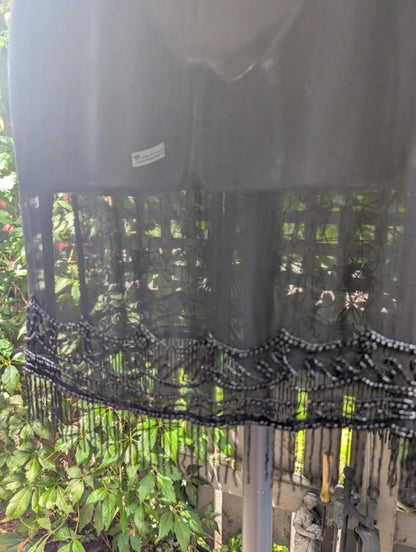 Vintage Indian Beaded Waistcoat Black Rayon S/M