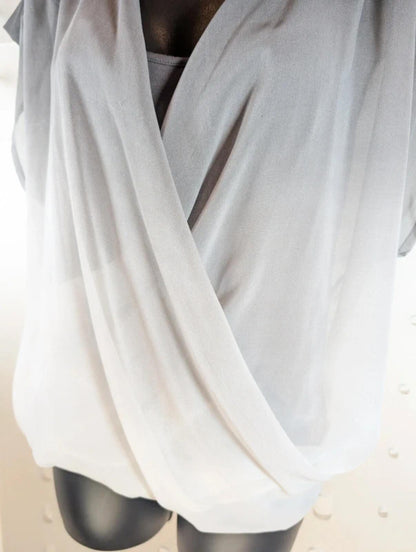 Mint Velvet Ombre Studded Draped Blouse UK18 Sheer Layered Top
