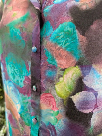 Pied à Terre 100% Silk Digital Rose Print Blouse UK12