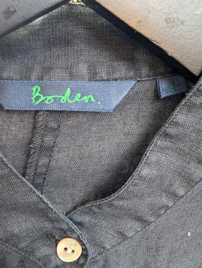 Boden 100% Linen Longline Shirt Jacket Black UK8