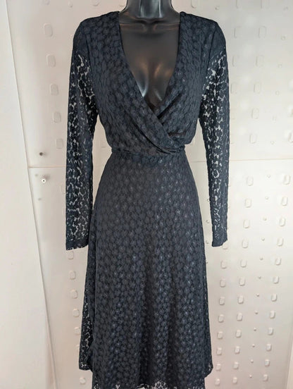 The White Company Navy Lace Fit & Flare Dress UK10