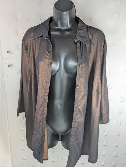 Vintage Essence Brown Two Tone Taffeta Shirt UK24