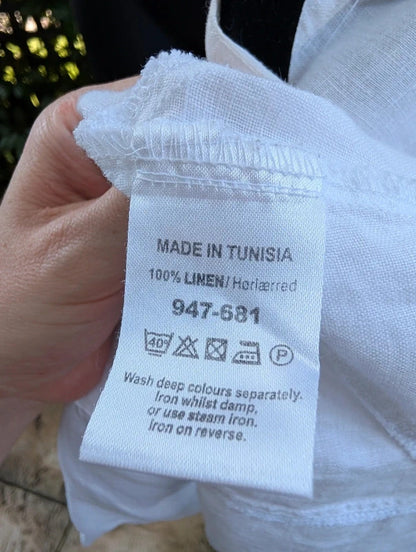 Next 100% Linen Utility Shirt White UK8
