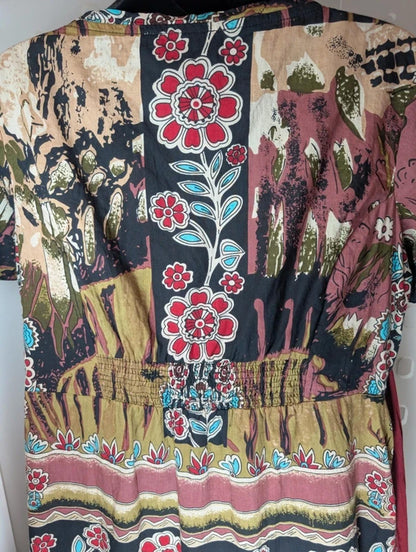 Joe Browns Boho Cotton Dress Tie Back Square Neck UK 14