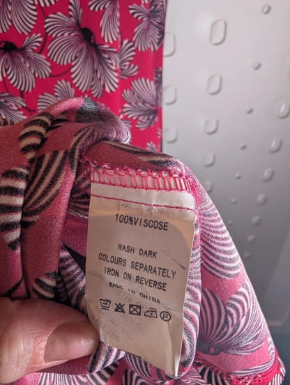 Marina Kaneva Poppy Print Shift Dress Pink UK16