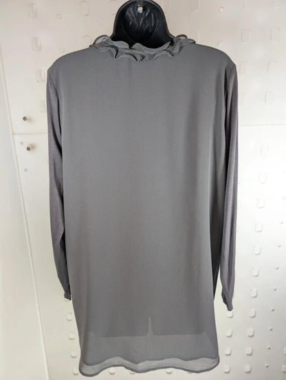 Mint Velvet Dark Grey Longline Ruffle Blouse Medium